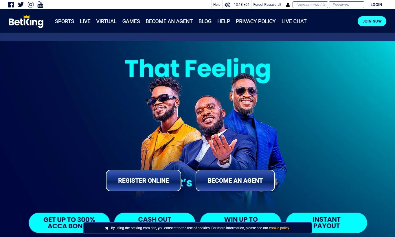 Official BetKing public betting interface