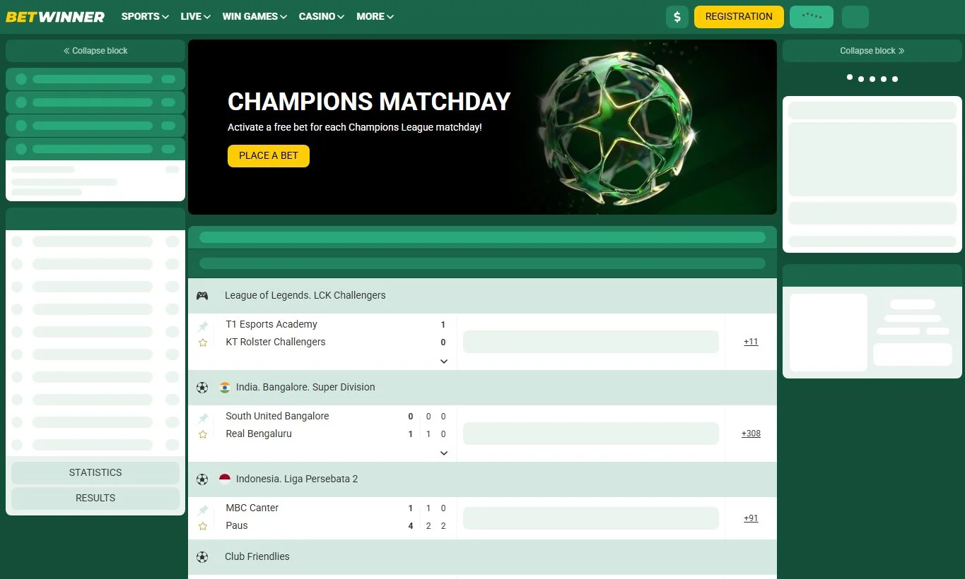Official BetWinner public betting interface