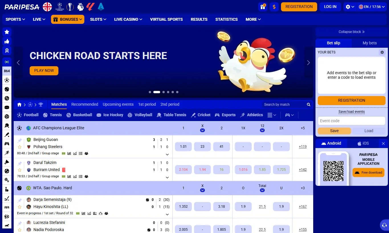 Official PariPesa Nigeria public interface in English with markets and bet slip